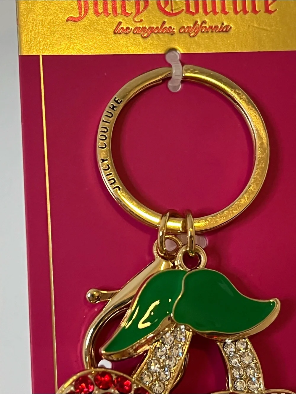 Juicy Couture Red Crystal Cherry Keychain Bag Charm